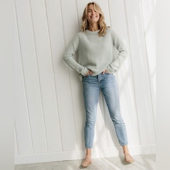 Jenni Kayne Cashmere Fisherman Sweater Mist Green - Picture 9 of 9